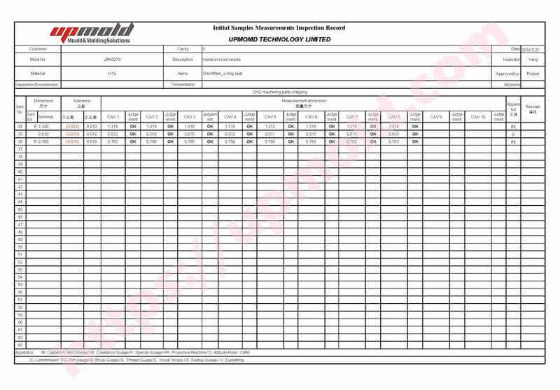 custom cnc parts Inspection reports