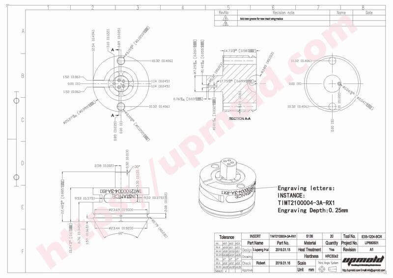 precision machining parts drawing